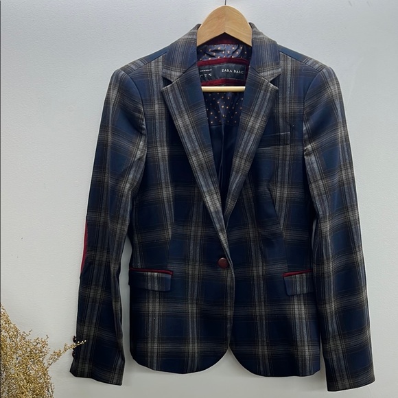 Zara Plaid Fitted Blazer | Size L - Picture 8 of 8